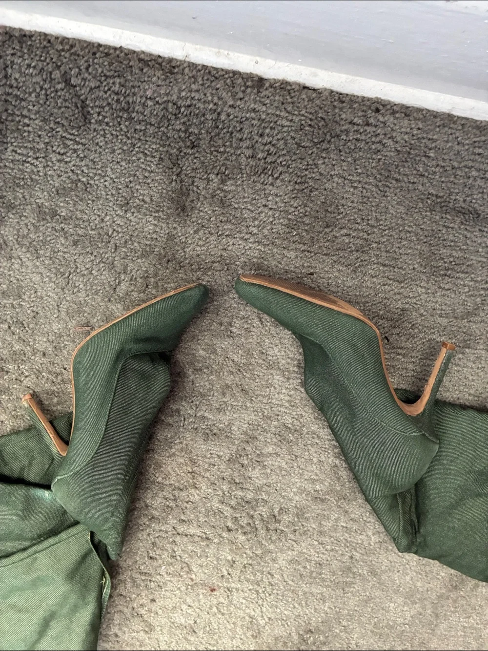 Women’s Olive Green Over-the-Knee Stiletto Boots with pockets